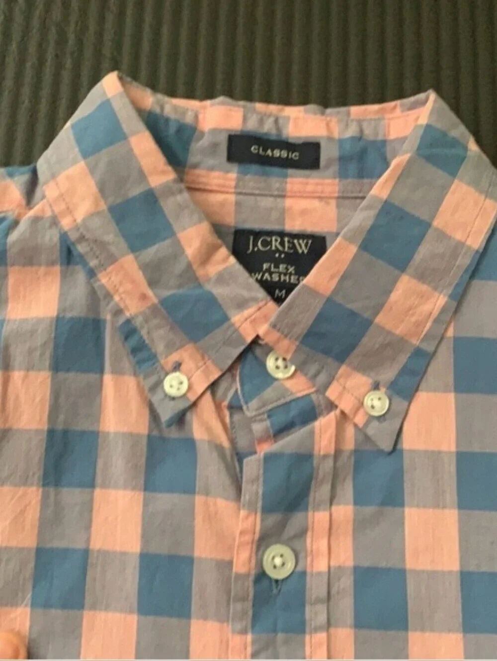 J. Crew Classic Flex Washed Gingham Plaid Button Shirt Men's Medium Pink Blue